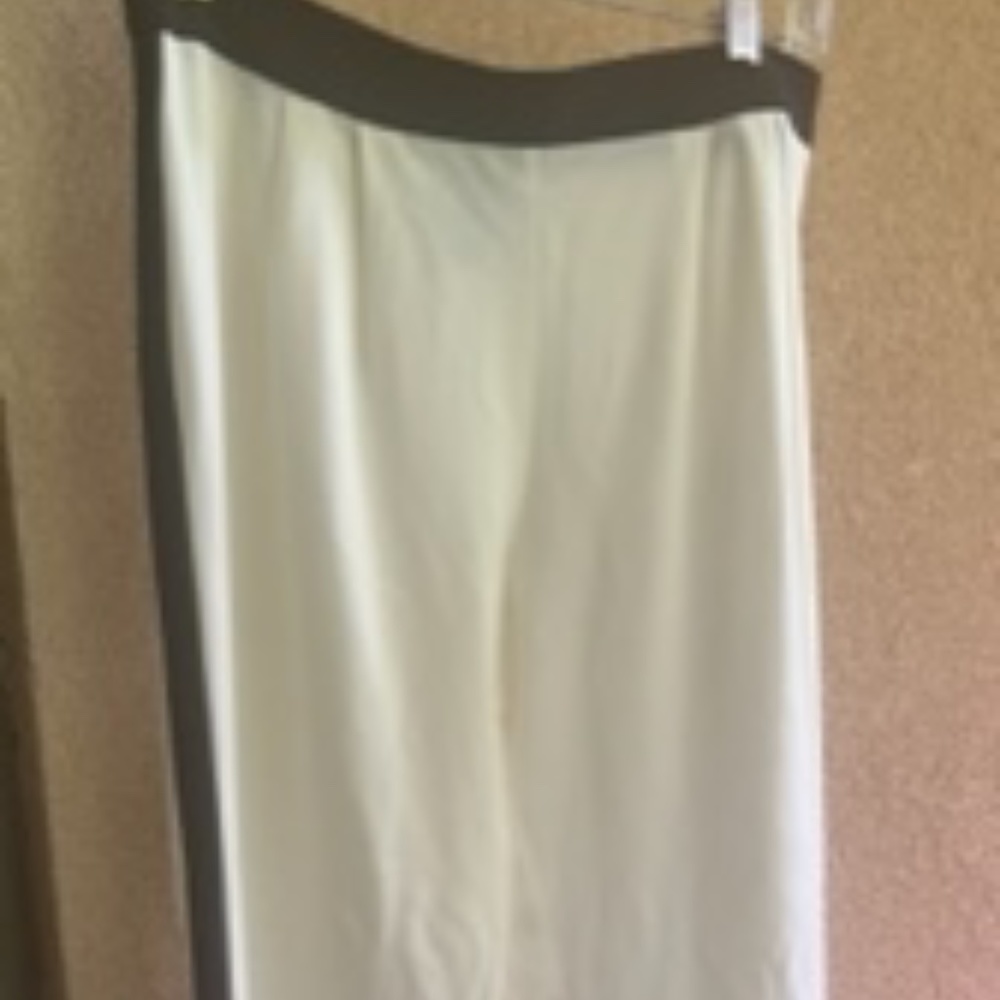 Alfani Summer Trousers, Track Style, Sheer Cream with Black Stripe, Size 8,